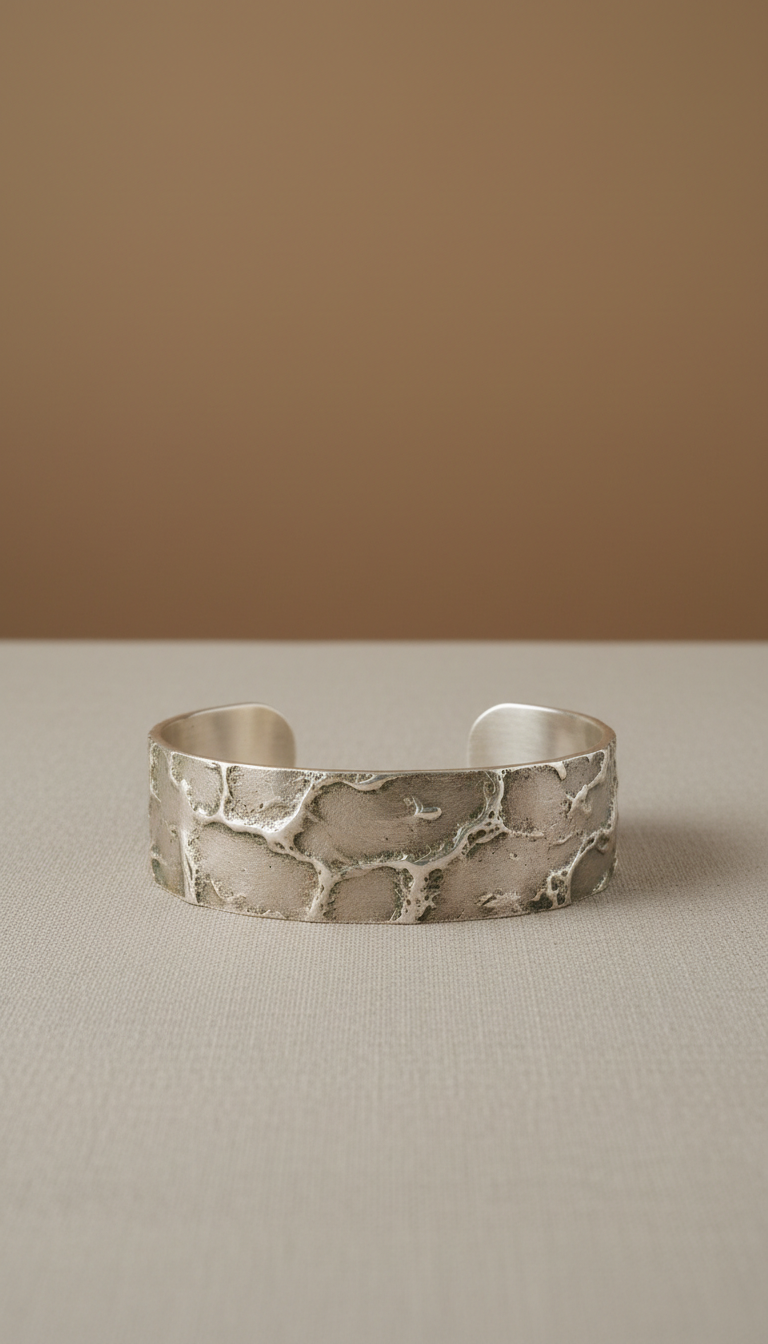 Brazalete texturizado plata mate