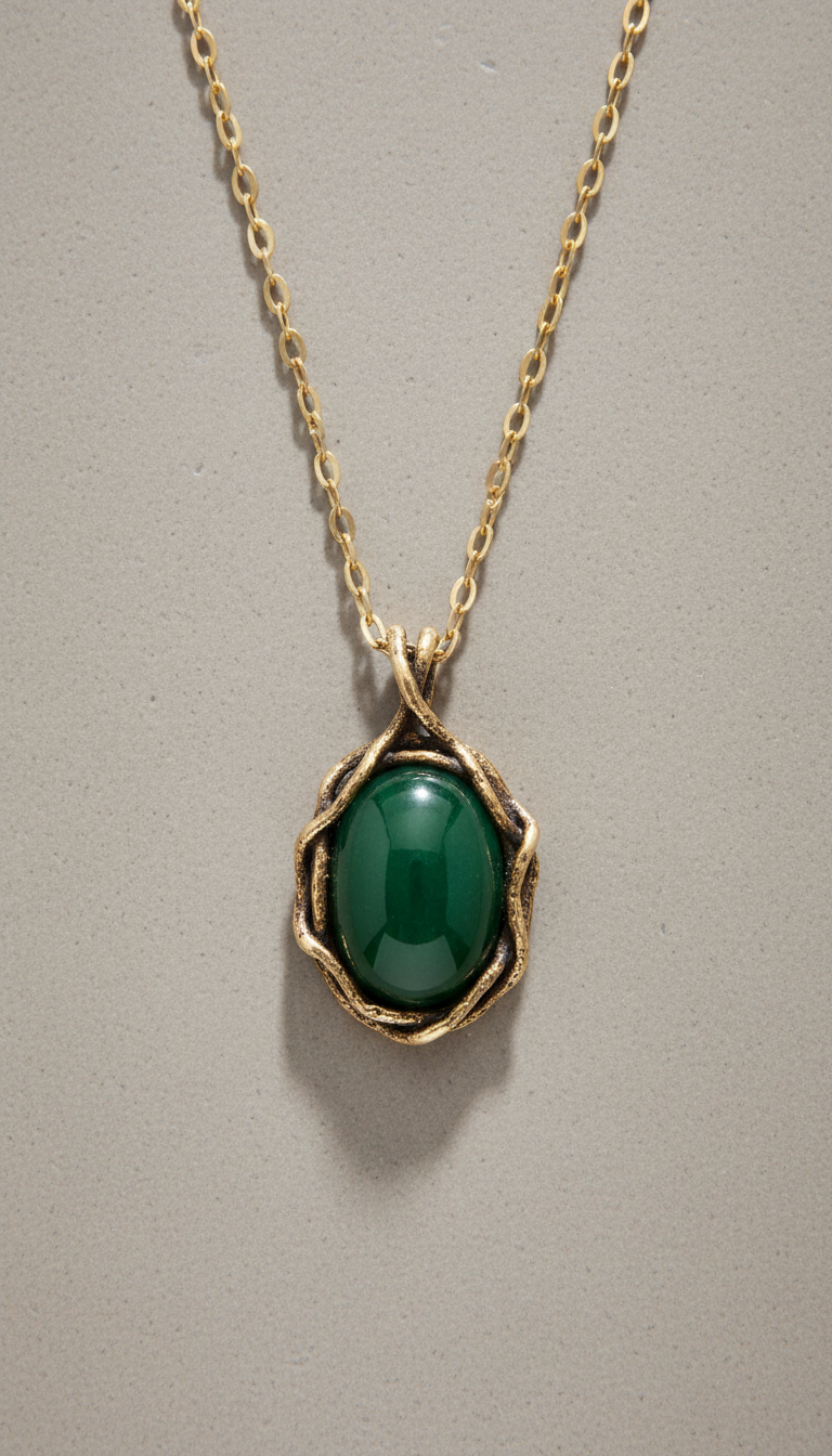 Collar colgante verde botánico