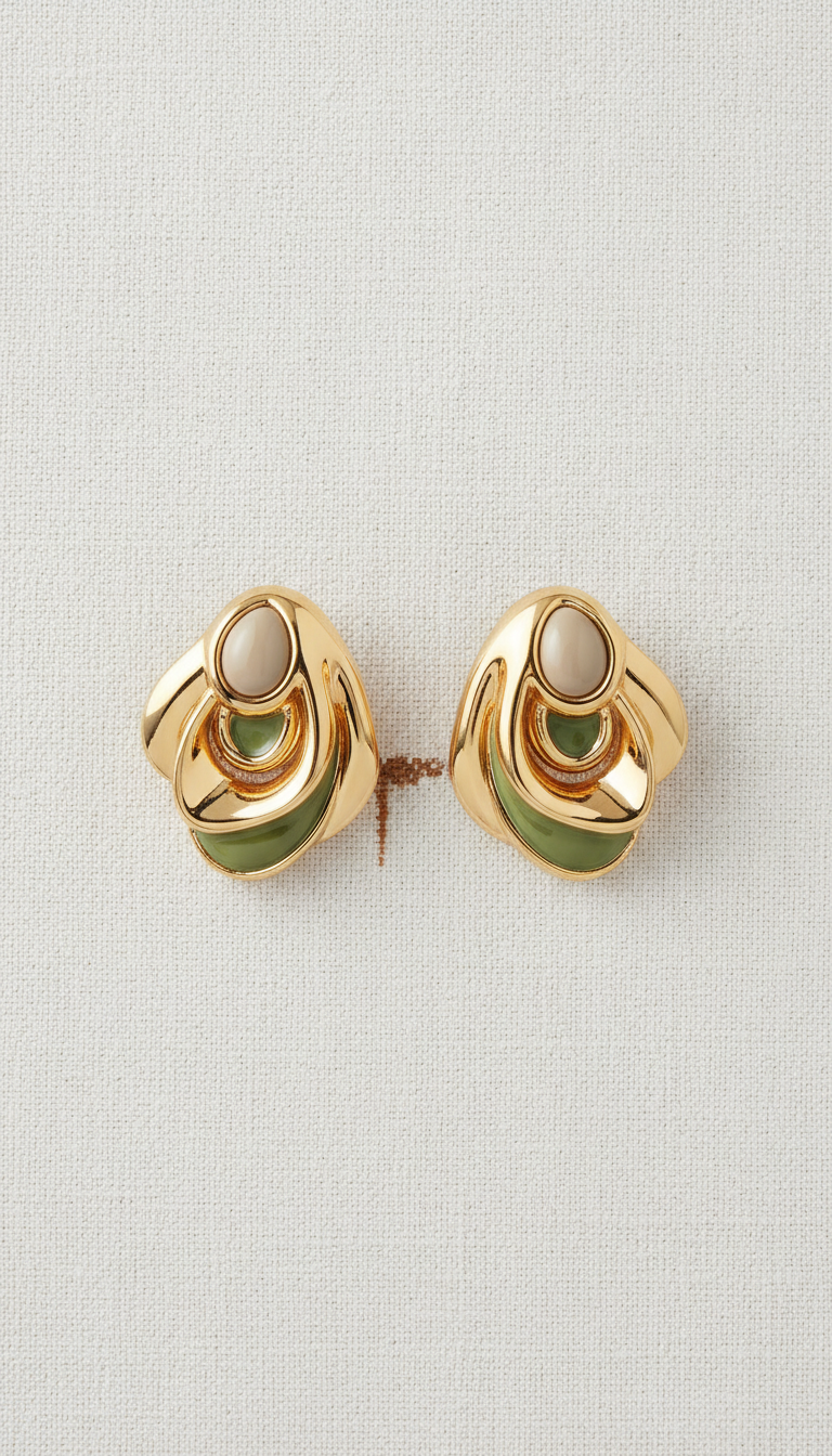 Aretes esculturales oro champaña